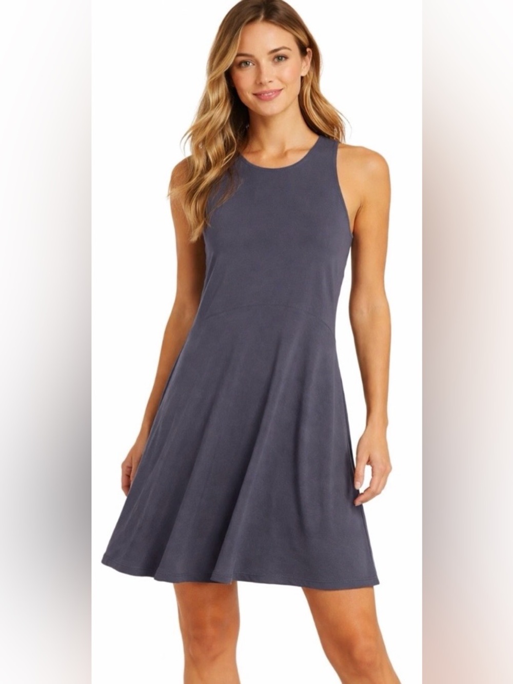 Athleta Santorini Thera Dress Small Gray High Neck Sleeveless Travel